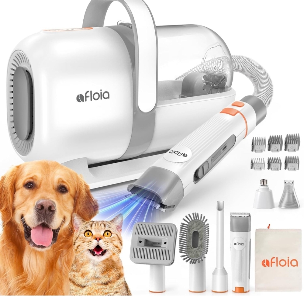 White and Orange Pet Grooming Vacuum by Afloia